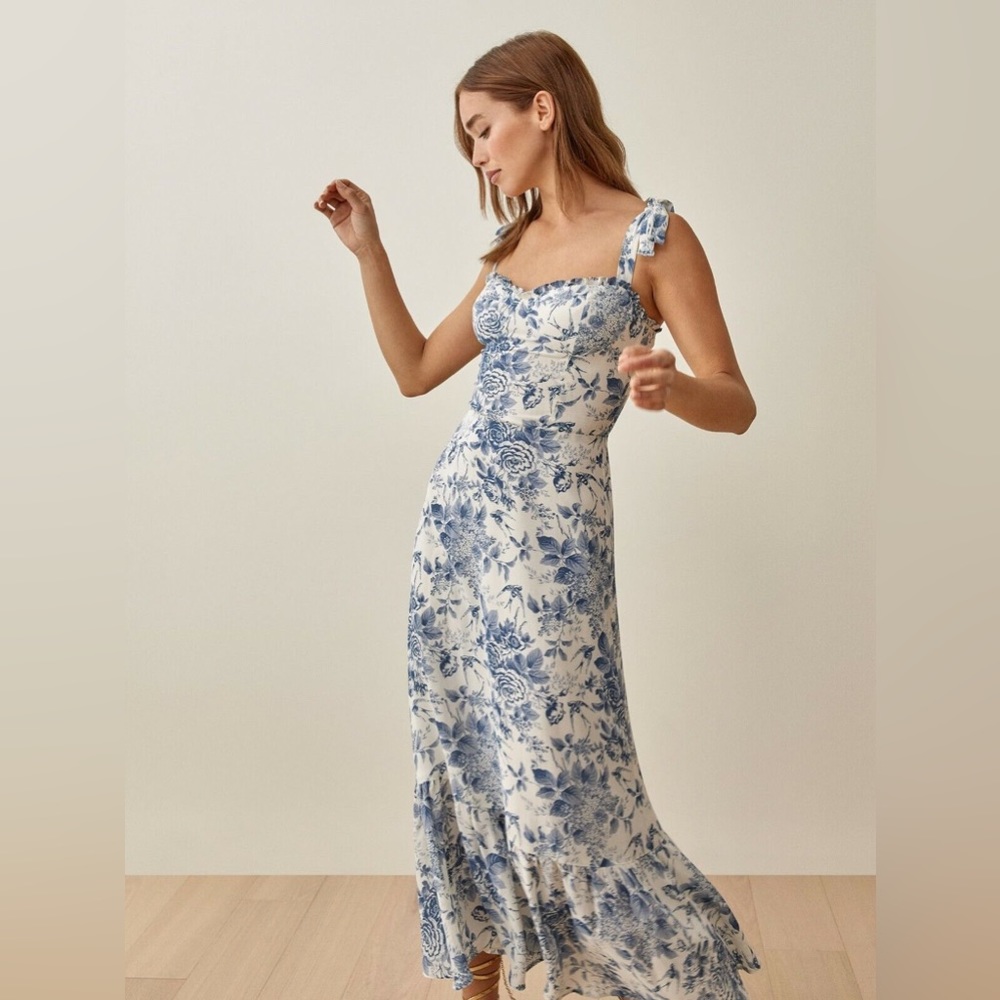 Reformation Blue Nikita Dress in Pompadour, Size 4